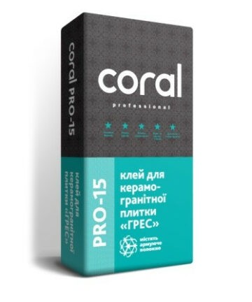 Клей для керамогранітної плитки "Грес" Coral PRO 15