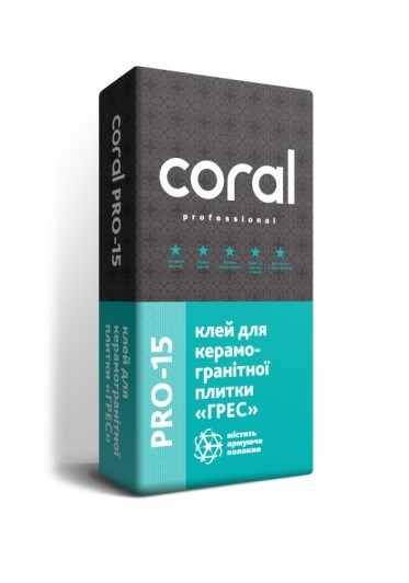 Клей для керамогранітної плитки "Грес" Coral PRO 15